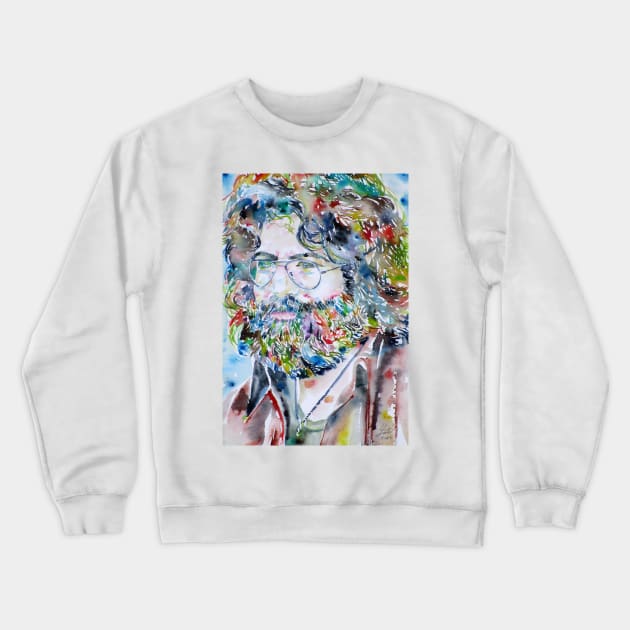 JERRY GARCIA watercolor portrait .2 Crewneck Sweatshirt by lautir